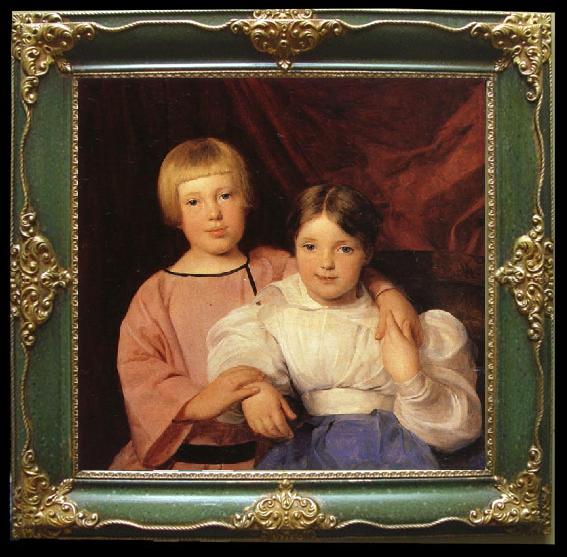 framed  Ferdinand Georg Waldmuller Children, Ta119-4